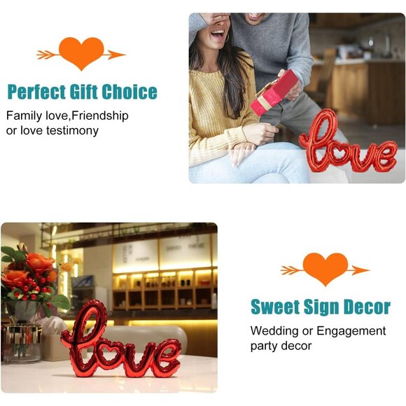 Red Love Signs Valentines Day Decorations for Home, Small Love Art Sculptures fo - Picture 6 of 7